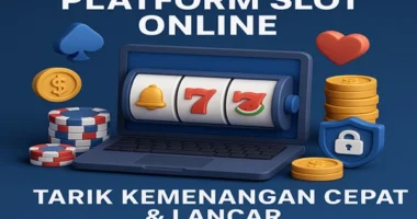 Platform Slot Online modern 3D dengan simbol slot 777, chip kasino, koin emas, dan keamanan transaksi untuk tarik kemenangan cepat dan lancar.