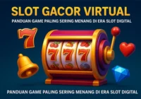 3D ilustrasi mesin slot digital dengan efek virtual yang menunjukkan simbol scatter, wild, dan freespin